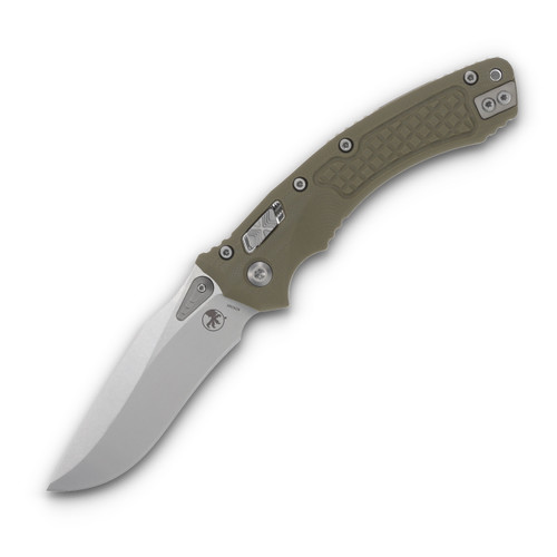 Microtech Amphibian RAM LOK Frag G10 OD Green 3.87in Stonewash Clip Point