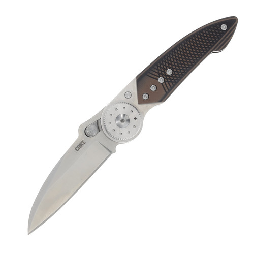 CRKT Walker Brown and Black 2.93 Inch Plain Satin Sheepsfoot CR4200