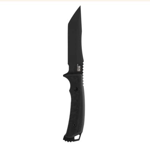 SOG Pillar Fixed Blade Knife 4.75in Plain Black PVC Tanto