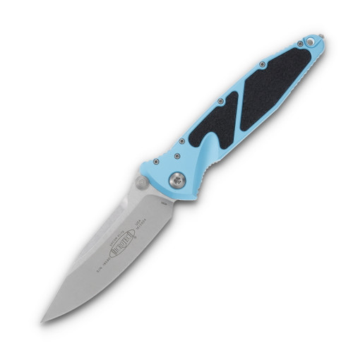 Microtech Socom Elite Turquoise 4in Stonewash Plain Clip Point Blade