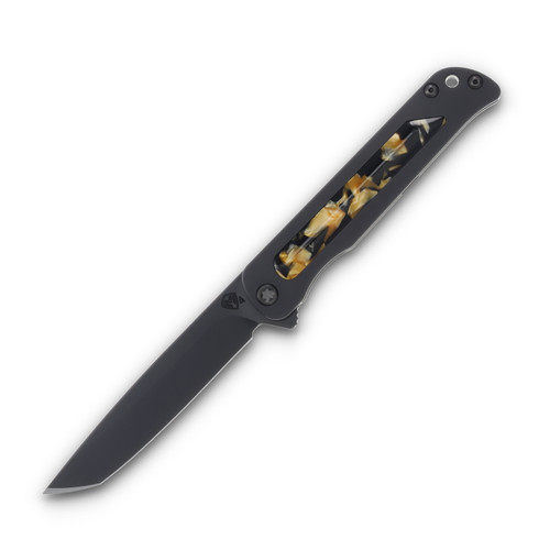 Medford T-Bone Tortoise Shell 4in Plain Black DLC Tanto Black Hardware Front Open 1