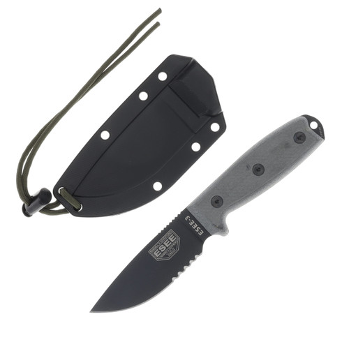 ESEE 3S 3.88Inch Black Blade MOLLE Back Black Sheath ESEE3SMMBB