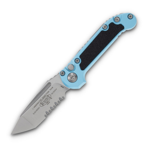 Microtech LUDT Automatic Knife Gen III Half Serrated Stonewash Tanto/Turquoise