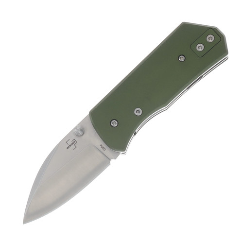 Boker Plus LeftI Linerlock Folding Knife Satin Sheepsfoot/OD Green BK01BP0006