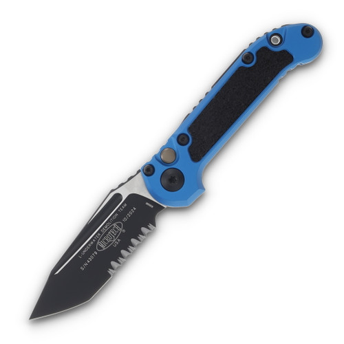Microtech LUDT GEN III T/E BLACK PART SERRATE BLUE MT11362BL