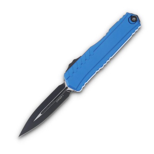 Microtech Cypher II Blue OTF Auto 3.5in Black Double Edge Dagger Blade