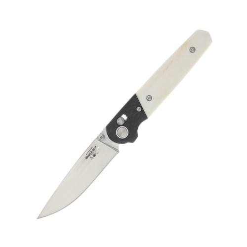 Bear & Son Lawman White – Black 3.25 Inch Plain Satin Drop Point BRWSB22