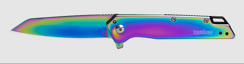 Kershaw Misdirect Rainbow 3 Inch Plain Rainbow PVD Reverse Tanto