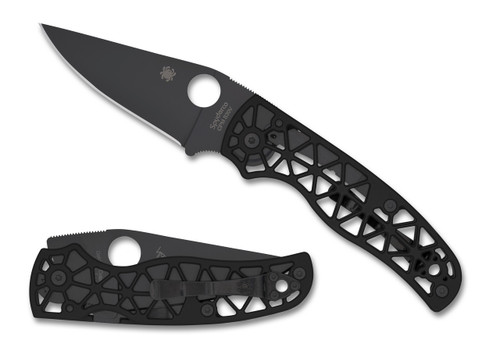 Spyderco Edgerati Folding Knife 3.57 Inch Plain Black DLC Clip Point