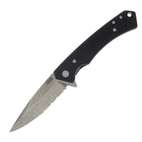 Case XX Marilla Partially Serrated Stonewash/Black Aluminum and G-10