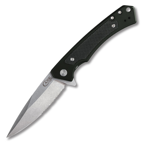Case XX Marilla Partially Serrated Stonewash/OD Green Aluminum and G-10