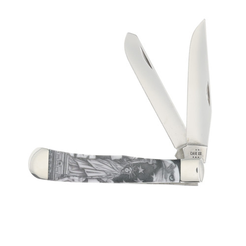 Case XX Trapper Folding Knife Statue of Liberty Smooth White Synthetic CA10677