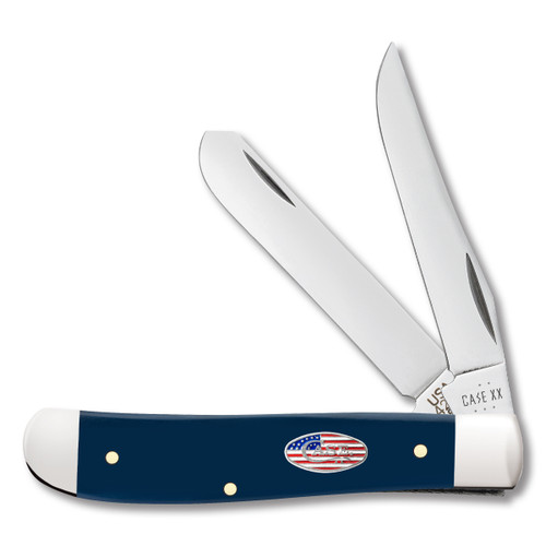 Case XX Stars & Stripes Shield Navy Blue Synthetic Mini Trapper with Gift Tin CA10856