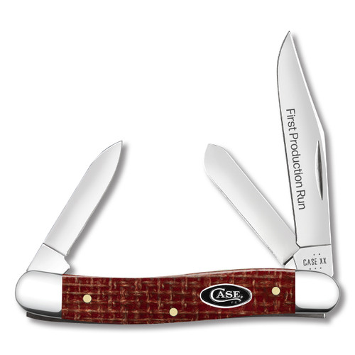 Case XX 1st Production Run Dark Red Burlap Micarta Medium Stockman CA82272