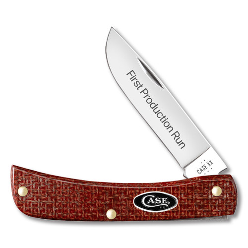 Case XX 1st Production Run Dark Red Burlap Micarta Sod Buster Jr CA82273