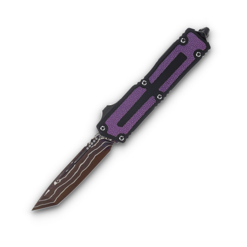 Scarab II Gen III - Tanto Edge Marfione Select Blued Baker Forge Coppermai Damascus Hefted Alloy w/ Purple Stingray Inlay Hard Cut DLC Stainless