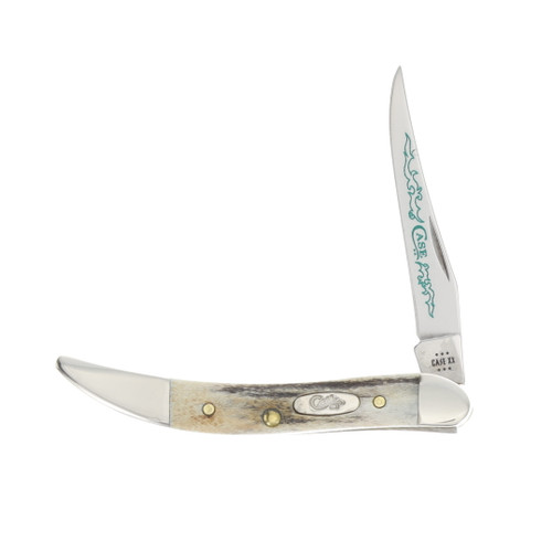 Case XX SMKW Exclusive Green Scroll Stag Small Texas Toothpick Folding Knife 2024 Edition CA05532GS
