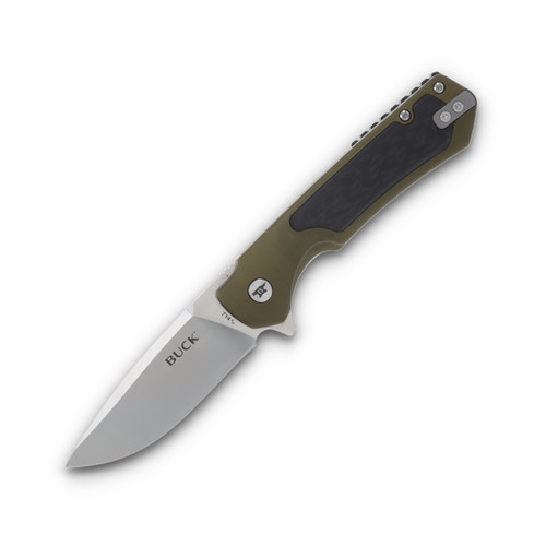 Buck Stinger Green and Black 3 Inch Plain Satin Drop Point Boxed BU14162