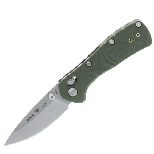 Buck Mini Range Pro Folding Knife Green 2.62in Plain Satin Drop Point BU13913
