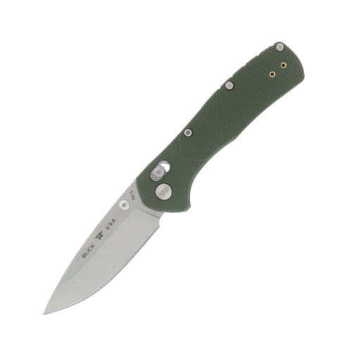 Buck Range Pro Folding Knife Green 3.37 Inch Plain Satin Drop Point BU13922