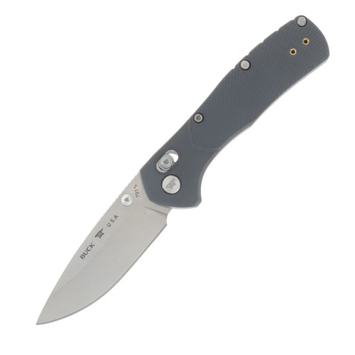 Buck Range Pro Folding Knife Gray 3.37 Inch Plain Satin Drop Point BU13920