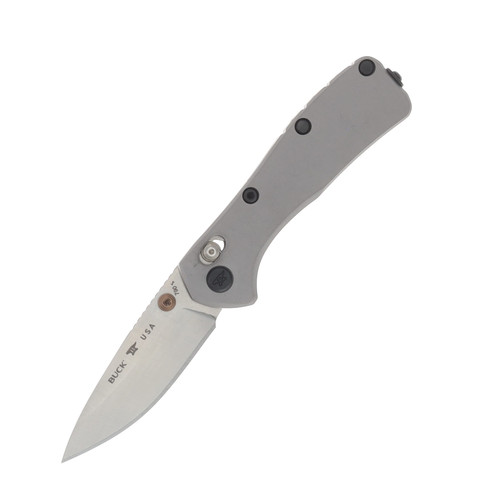 Buck Mini Range Elite Folding Knife Gray 2.62in Plain Satin Drop Point BU13907