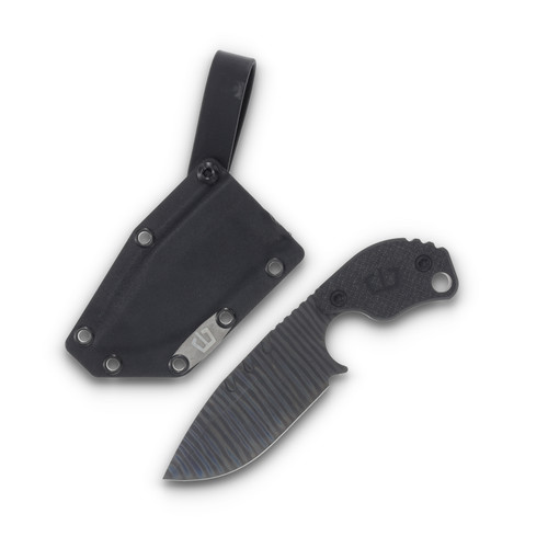 Blackside Customs SLCC 3.75 Inch Plain Strider Flamed Drop Point with Sheath 1
