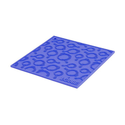 Lodge Square Silicone Trivet with Skillet Pattern Blue