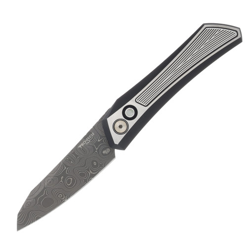 Pro Tech Auto Oligarch Sinkevich Design DLC 2 Tone 17-4 Stainless Steel Handles With Weave Texture Chad Nichols Virus Damascus Blade AU2025OLIGARCHCUSTOM