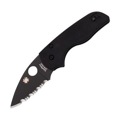 Spyderco Lil Native Folding Knife 2.42in Serrated Black DLC Leaf SPC230GSBBK