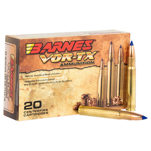 Barnes Bullets VOR-TX 35 Whelen Rifle Ammunition 20 Rounds Brass Centerfire 180 Grain Barnes Tipped TSX FB