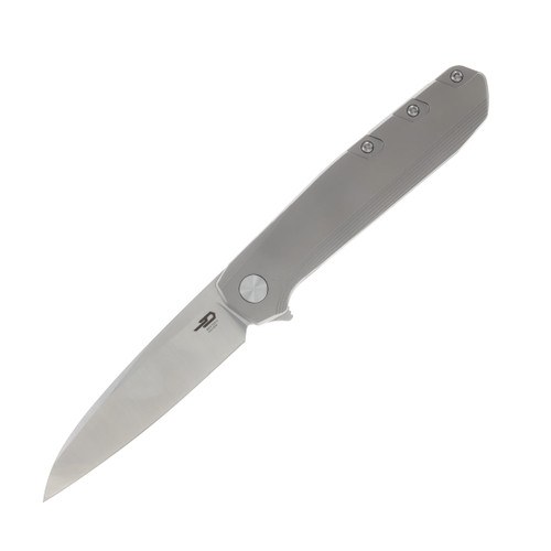 Bestech Knives 9 Bead Blasted Titanium 3.78in Satin Modified Wharncliffe Blade BT2408A