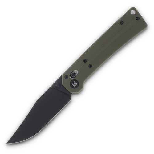 Hightron Knives Pathwright OD Green  3.54in Plain Black PVD Clip Point HK03GRN