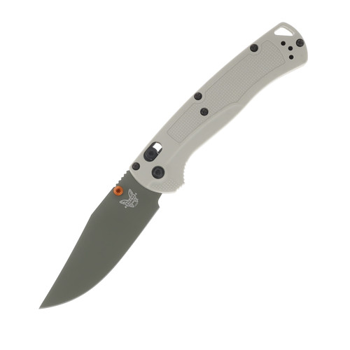 Benchmade Taggedout Folding Knife Tan Grivory Handle Green Elmax 3.5in Blade BM15536GN-01