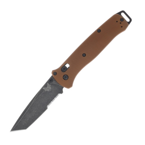 BENCHMADE BAILOUT BATTLEWASH CPM-MAGNACUT TANTO PART SERRATED BLADE BURNT COPPER 6061-TI HANDLE