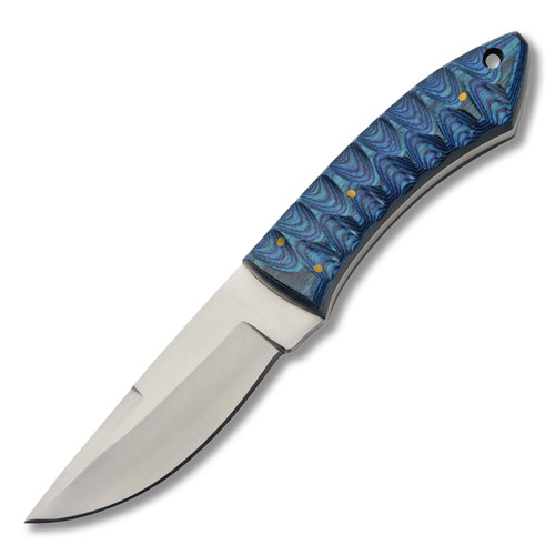 Szco River Fixed Blade Knife Blue 3.75 Inch Plain Satin Drop Point