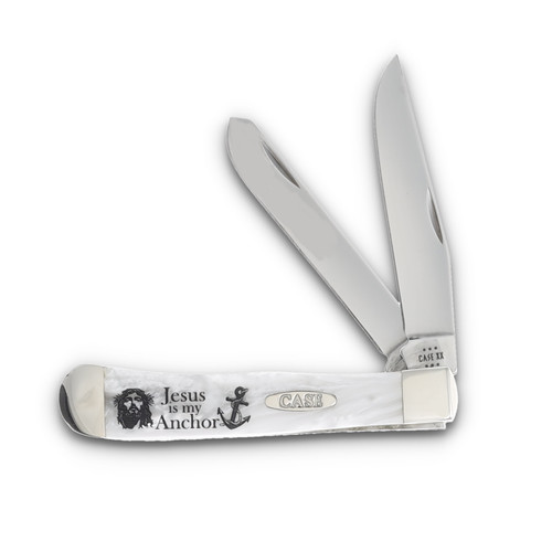 Case XX Heavenly Pearl Jesus Is My Anchor Trapper Folding Knife CA6073HP-JA