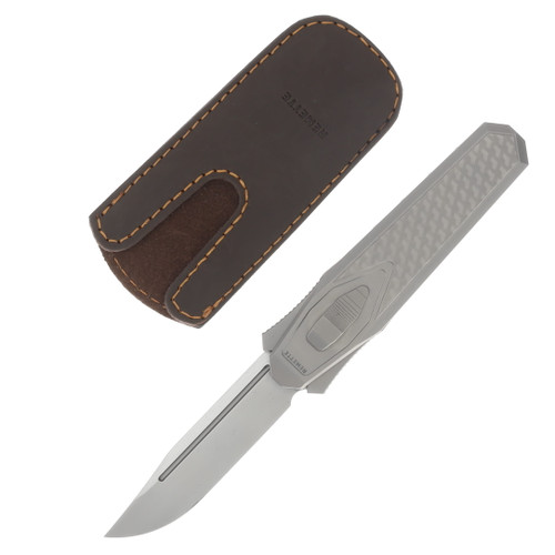 Remette Knives RT Swordfish Gray Titanium Handle With Black Carbon Fiber Inlay M390 Clip Point Blade (MAP) (1) ZL101B1