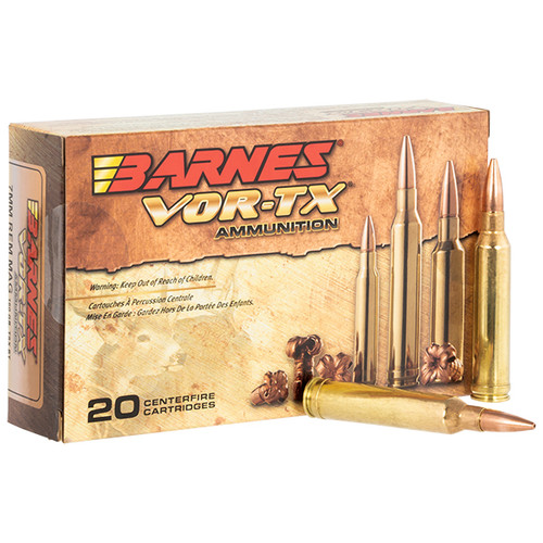 Barnes Bullets VOR-TX 7mm Remington Magnum Rifle Ammunition 20 Rounds Brass Centerfire  160 Grain TSX BT