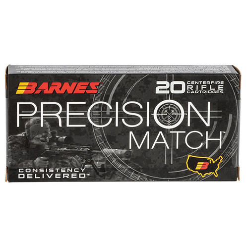 Barnes Bullets Precision Match 5.56 x 45mm Rifle Ammunition 20 Rounds Brass Centerfire 85 Grain Open Tip Match BT
