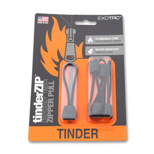 Exotac TinderZIP Emergency Tinder Zipper Pull Black 5 Pack
