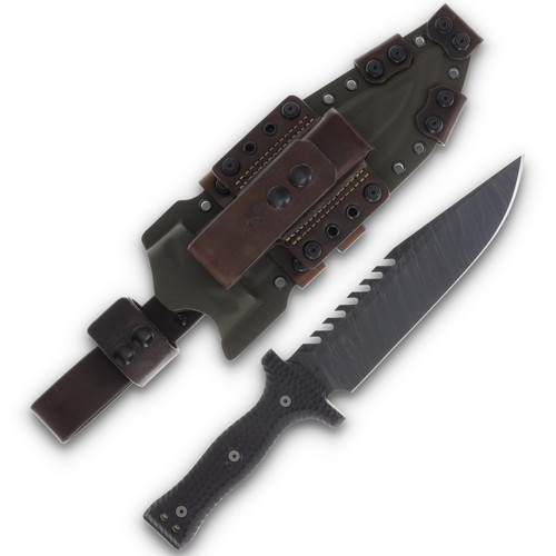 Miller Bros Blades M-22 Sawback Bowie 8.75in Plain Clip Point OD Green Sheath with Sheath 1