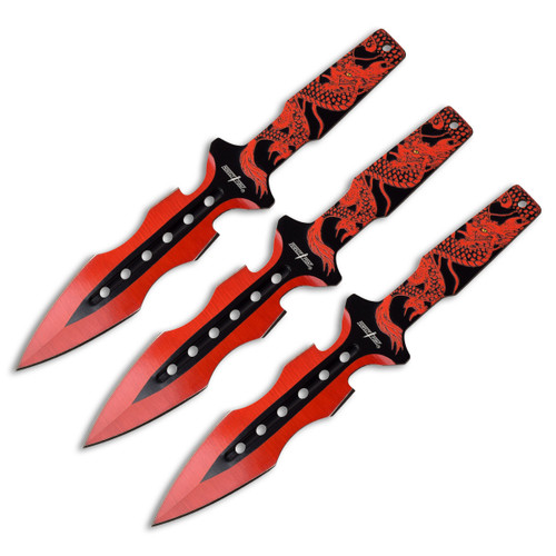 7.5" BLK & RED DRAGON GRAPHIC THROW KNIV