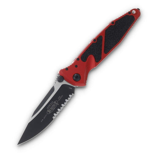 Microtech Socom Elite Folding Knife Red 4.0in Black Part Serr Clip Point MT1602RD