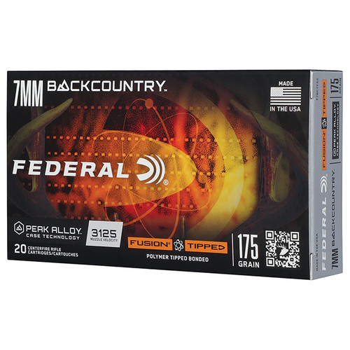 Federal Premium Backcountry 7mm Rifle Ammunition Peak Alloy 20 Rounds Brass Centerfire 175 Grain Fusion Tipped