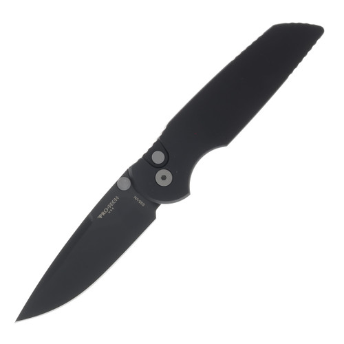 Pro Tech TR-3 Integrity Thumbstud Manual Solid Black Handle DLC Black S35VN Double Thumbstuds INT103