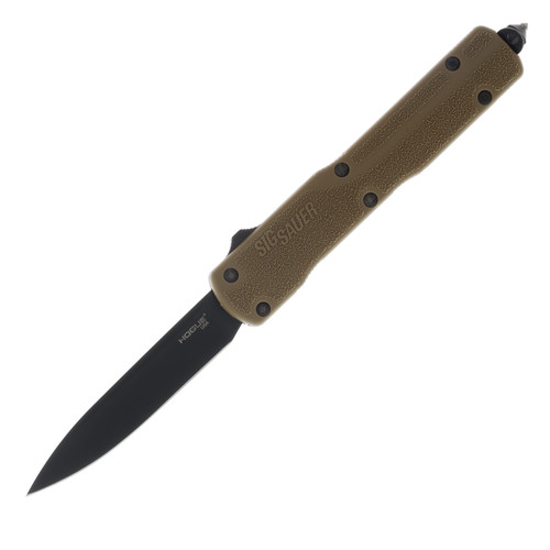 Hogue Sig Counterstrike OTF Auto 3.35Inch Drop Point Blade 20CV Black Finish - Black Aluminum Case - Polymer Cover M17 Coyote Tan AUHG36971