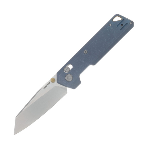 Vosteed Parallel Crossbar Lock Knife Blue Ti 2.9in Stonewash Blade A3504