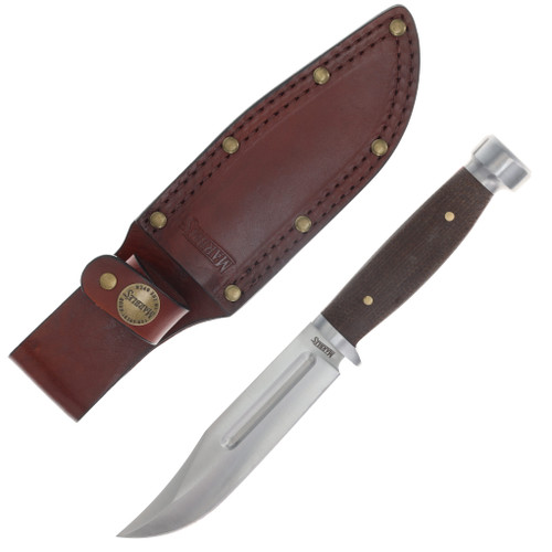 Marble's Ideal Fixed Knife Brown Burlap Micarta Handle Upswept Blade W/Sheath MR737