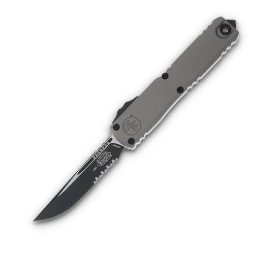 Microtech Ultratech GEN III ZBP OTF Natural Clear 3.55in Part Serr Black Drop Point AUMT11212NC